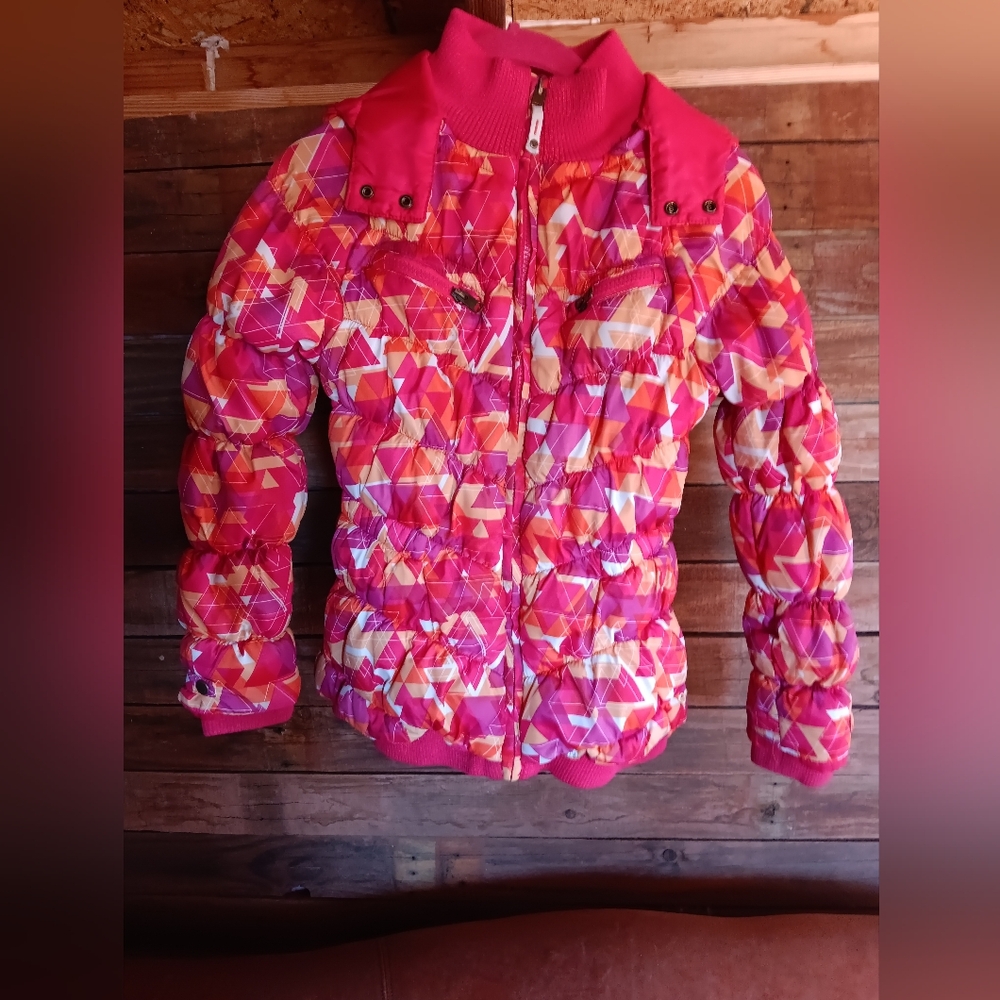 Vibrant Geometric Puffer Jacket